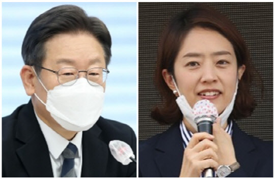 이재명(왼쪽) 더불어민주당 대선 후보와 고민정 의원. 연합뉴스